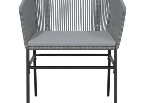 Scaune de grădină, 2 buc., cu perne, gri, poliratan - 5/5