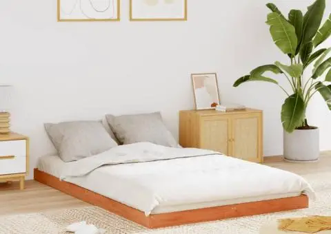 Cadru de pat, maro ceruit, 140x200 cm, lemn masiv de pin - 1/5