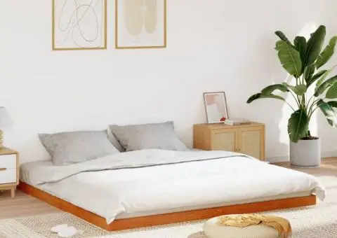 Cadru de pat, maro ceruit, 200x200 cm, lemn masiv de pin - 1/3