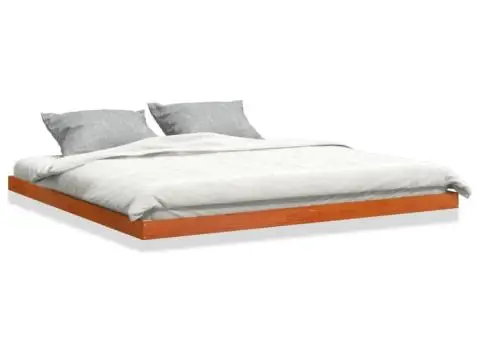 Cadru de pat, maro ceruit, 200x200 cm, lemn masiv de pin - 2/3