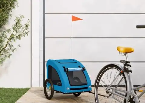 Remorcă de bicicletă animale companie, albastru, oxford/fier - 1/5