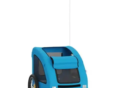 Remorcă de bicicletă animale companie, albastru, oxford/fier - 3/5