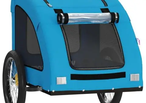 Remorcă de bicicletă animale companie, albastru, oxford/fier - 5/5