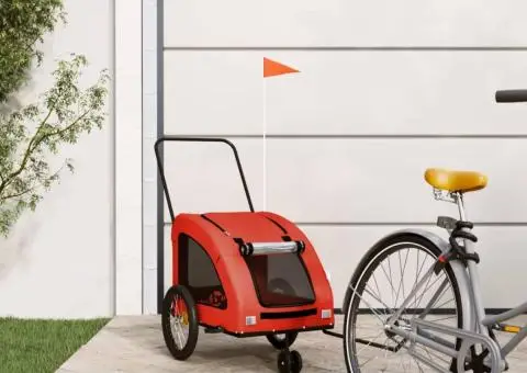 Remorcă de bicicletă animale portocaliu/gri, textil oxford/fier - 1/5