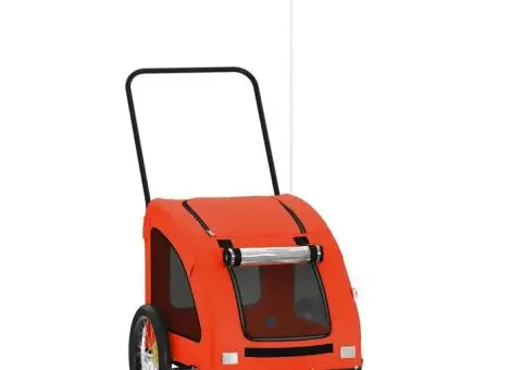 Remorcă de bicicletă animale portocaliu/gri, textil oxford/fier - 2/5