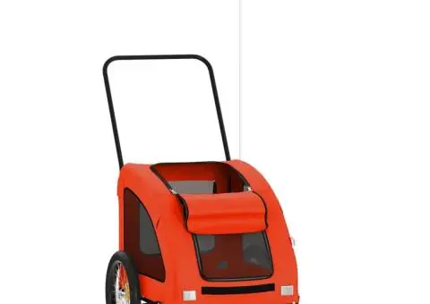 Remorcă de bicicletă animale portocaliu/gri, textil oxford/fier - 3/5