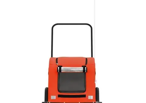 Remorcă de bicicletă animale portocaliu/gri, textil oxford/fier - 4/5