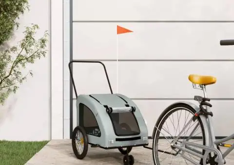 Remorcă de bicicletă animale companie, gri, textil oxford/fier - 1/5