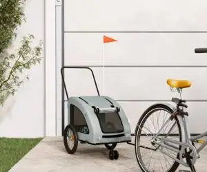 vidaXL Remorcă de bicicletă animale companie, gri, textil oxford/fier