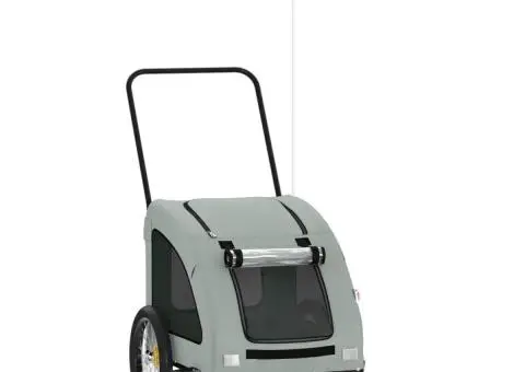 Remorcă de bicicletă animale companie, gri, textil oxford/fier - 2/5