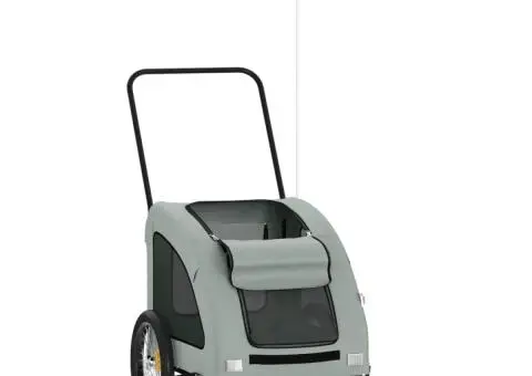 Remorcă de bicicletă animale companie, gri, textil oxford/fier - 3/5