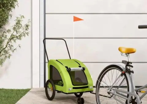 Remorcă de bicicletă animale companie, verde textil oxford/fier - 1/5