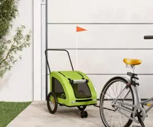 vidaXL Remorcă de bicicletă animale companie, verde textil oxford/fier