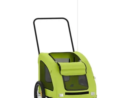 Remorcă de bicicletă animale companie, verde textil oxford/fier - 3/5