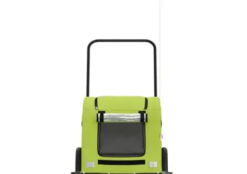 Remorcă de bicicletă animale companie, verde textil oxford/fier - 4/5