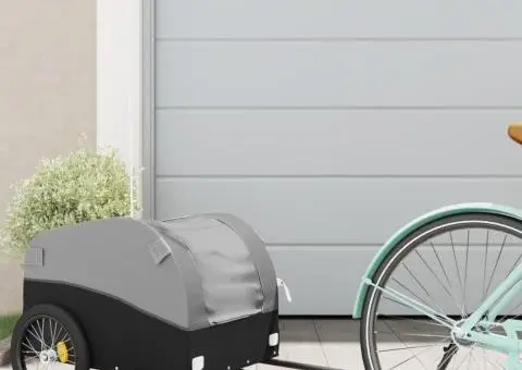 Remorcă pentru biciclete, negru și gri, 30 kg, fier - 1/5