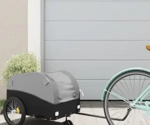 vidaXL Remorcă pentru biciclete, negru și gri, 30 kg, fier