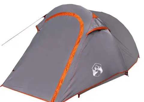 Cort de camping tunel 2 persoane, gri/portocaliu, impermeabil - 5/5