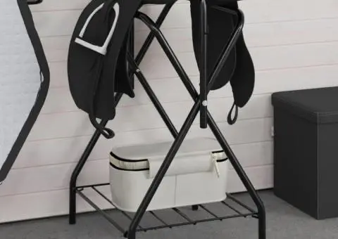 Suport pentru șa, pliabil, de sine stătător, negru, fier - 1/5