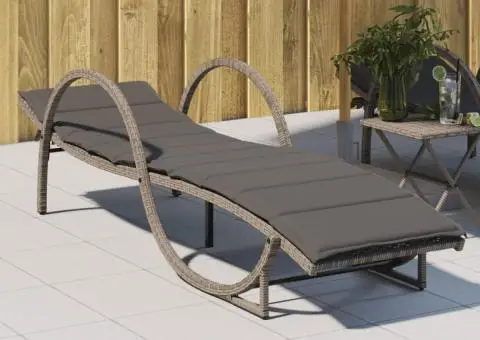 Șezlong cu pernă, gri, 60x199x42 cm, poliratan - 1/5