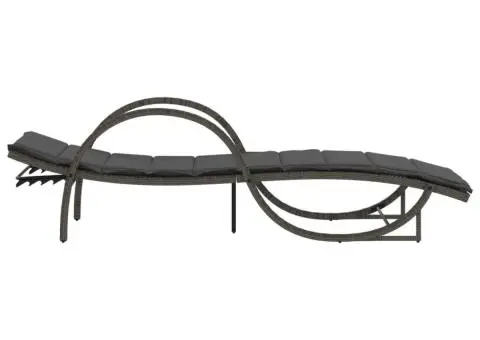 Șezlong cu pernă, gri, 60x199x42 cm, poliratan - 5/5