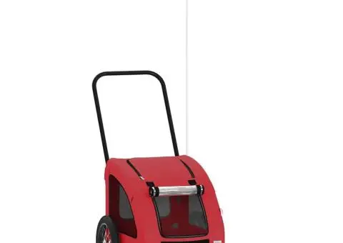 Remorcă de bicicletă animale companie, roșu, textil oxford/fier - 2/5