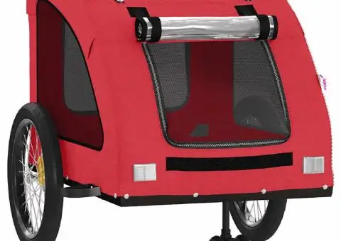Remorcă de bicicletă animale companie, roșu, textil oxford/fier - 5/5