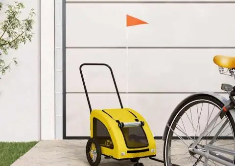 Remorcă de bicicletă animale companie galben textil oxford/fier - 1/5