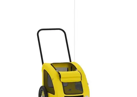 Remorcă de bicicletă animale companie galben textil oxford/fier - 3/5