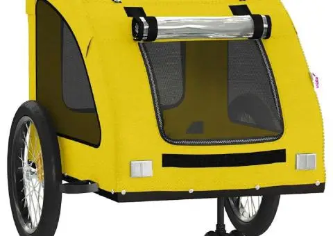 Remorcă de bicicletă animale companie galben textil oxford/fier - 5/5