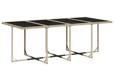 Set de masă pentru grădină, 9 piese, cu perne, bej, poliratan - 4/5