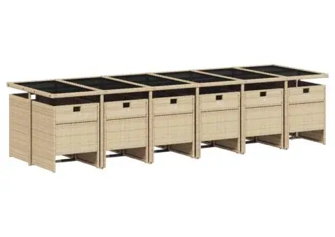 Set mobilier de grădină cu perne, 13 piese, bej, poliratan - 3/5