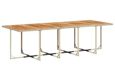 Set mobilier de grădină cu perne, 11 piese, bej, poliratan - 4/5