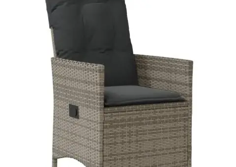 Scaun de grădină rabatabil cu perne, gri, poliratan - 2/5