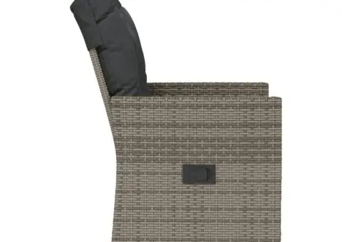Scaun de grădină rabatabil cu perne, gri, poliratan - 5/5