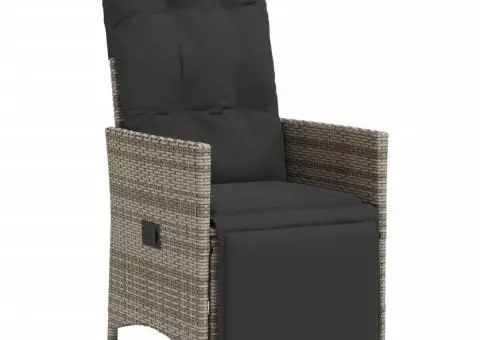 Scaune de grădină rabatabile cu perne, 2 buc., gri, poliratan - 3/5