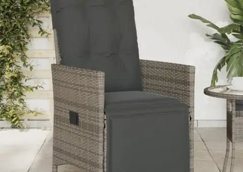 Scaun de grădină rabatabil cu perne, gri, poliratan - 1/5