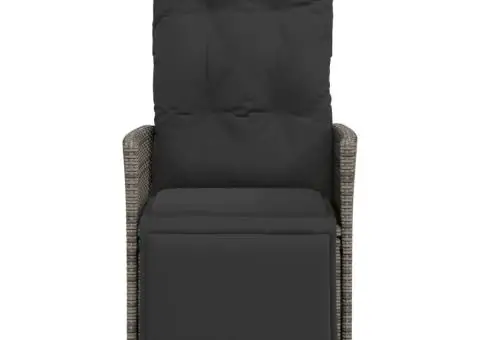 Scaun de grădină rabatabil cu perne, gri, poliratan - 4/5