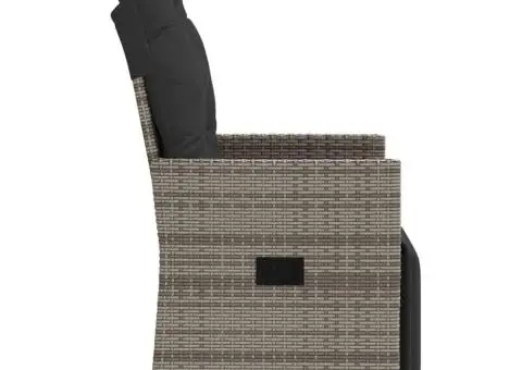 Scaun de grădină rabatabil cu perne, gri, poliratan - 5/5