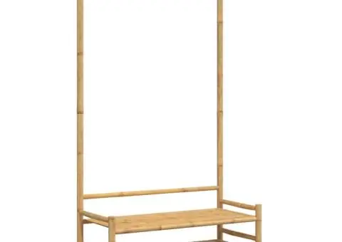 Cuier pentru haine cu rafturi, 103x40x183 cm, bambus - 2/5