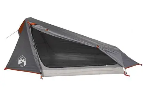 Cort de camping tunel 1 persoane, gri/portocaliu, impermeabil - 2/5