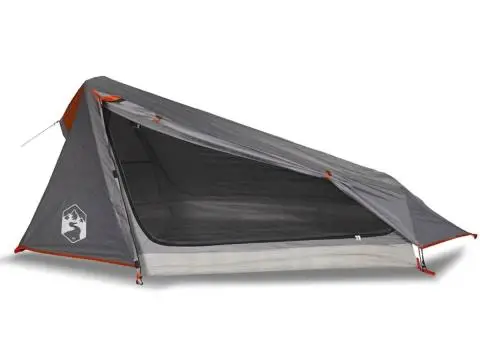 Cort de camping tunel 1 persoane, gri/portocaliu, impermeabil - 4/5