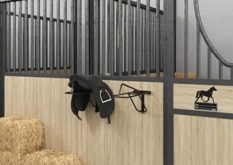 Suport pentru șa pliabil, montat pe perete, negru, fier - 1/5