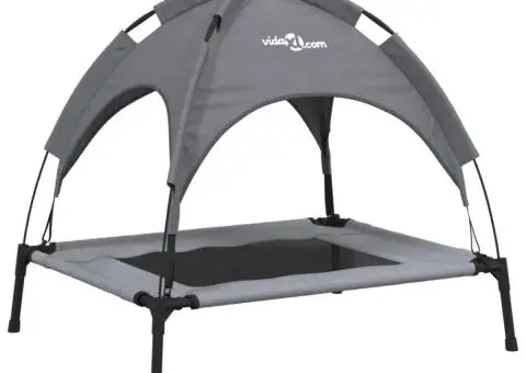 Pat de câini cu baldachin, antracit, țesătură Oxford și oțel - 2/5