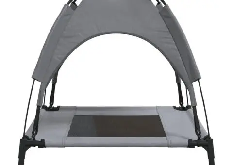 Pat de câini cu baldachin, antracit, țesătură Oxford și oțel - 5/5