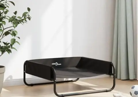 Pat înălțat pentru câini, antracit, țesătură Oxford și oțel - 3/5