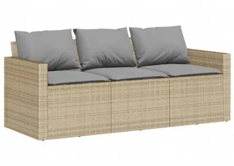 Set mobilier de grădină, 2 piese, cu perne, bej, poliratan - 4/5