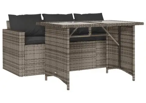 Set mobilier de grădină cu perne, 2 piese, gri, poliratan - 2/5