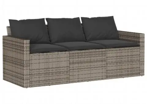 Set mobilier de grădină cu perne, 2 piese, gri, poliratan - 4/5