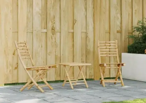 Scaune de grădină pliabile, 2 buc., 43x54x88 cm, bambus - 1/5